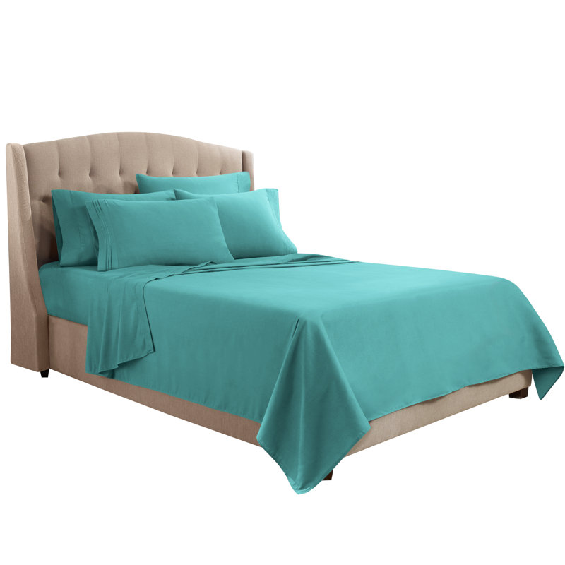 Microfiber Sheet Set, Teal, King Sheet Set + 1 Fitted Sheet + 4 Pillowcases