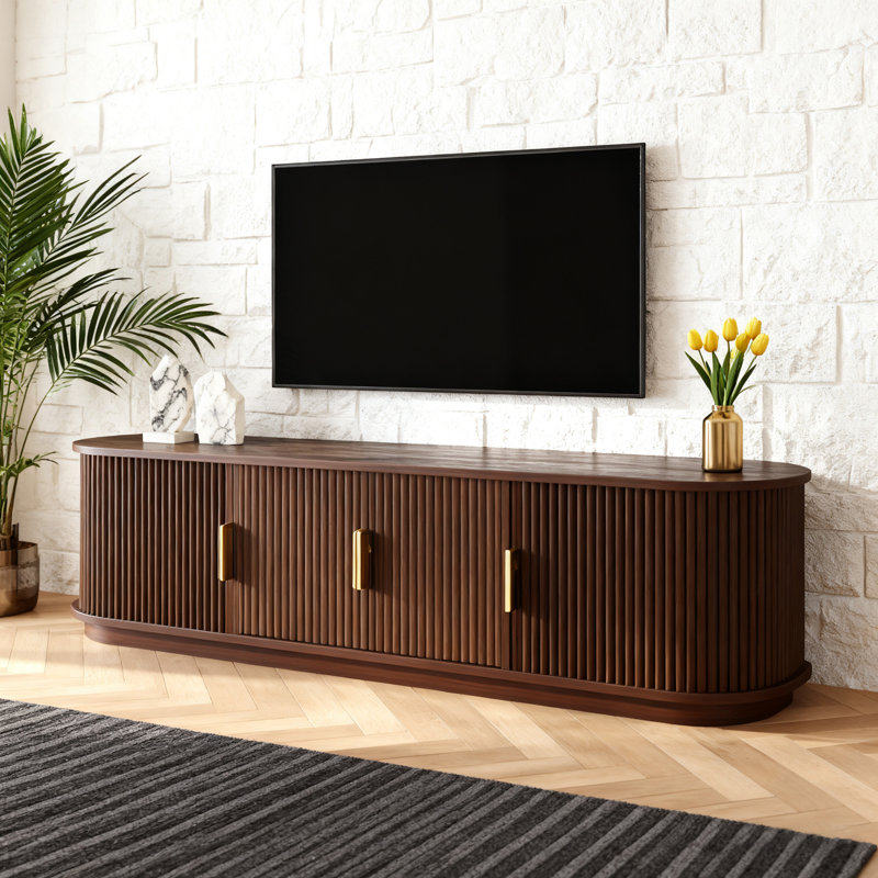 Console média cannelée avec rangement réglable, Walnut