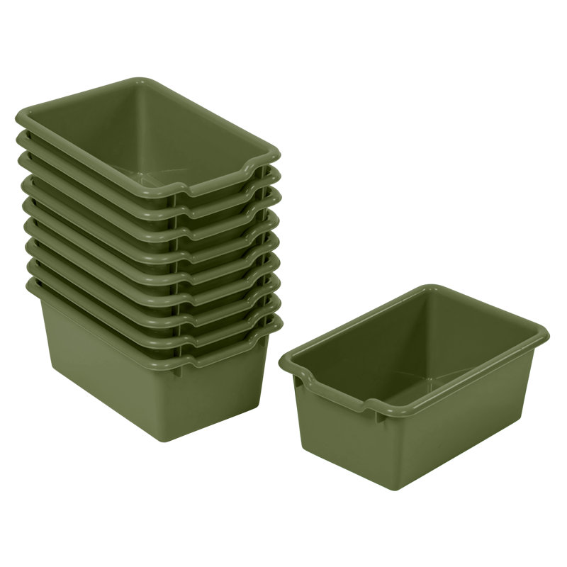 ECR4Kids Scoop Front Plastic Storage Bins, Multipurpose Organization, 10-Piece, Chocolate