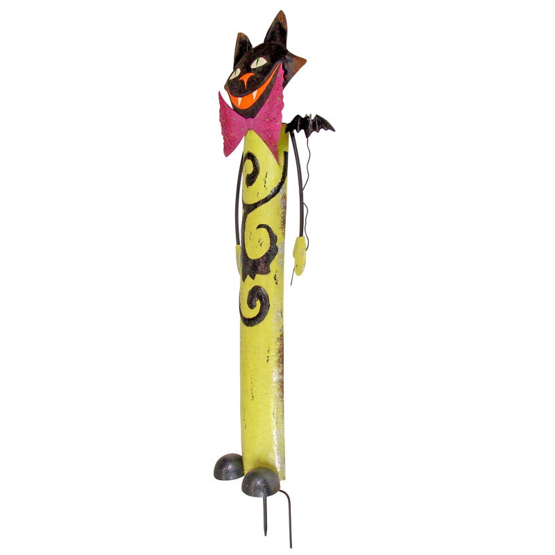 Pieu de jardin de chat en métal d'halloween