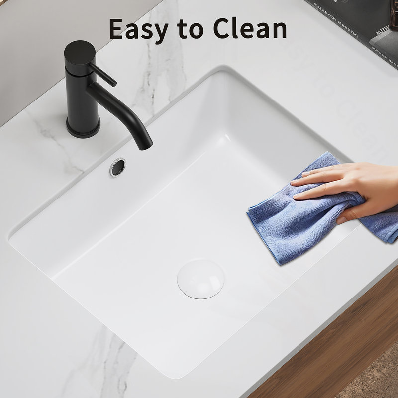 Rectangular Undermount Bathroom Sink  Vessel Sink,Undermount Bathroom Sink Rectangle, White Ceramic Lavatory Vanity Basin With Overflow