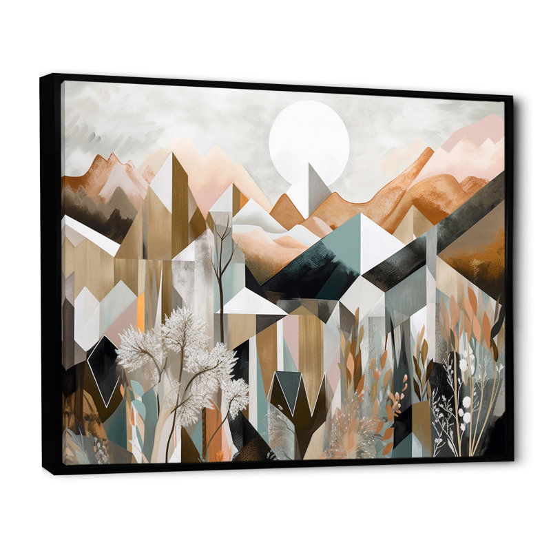 «Rose Gold Metallic Mountains VI», reproduction sur toile, H 12 po x l 20 po x P 1 po, Cadre flottant noir