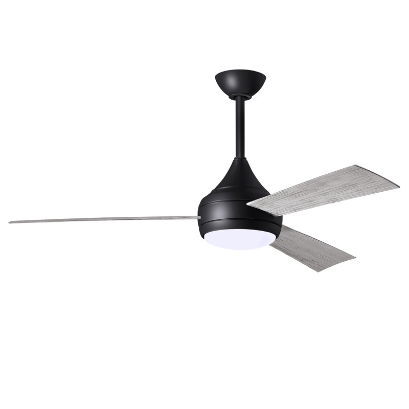 Donaire LED Outdoor Downrod Ceiling Fan, Matte Black, Barn Wood Tone
