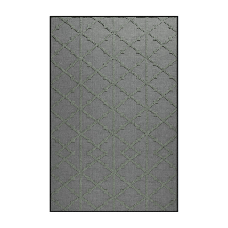 Tapis gris en treillis lavable à la machine, Rectangulaire 7 pi x 10 pi