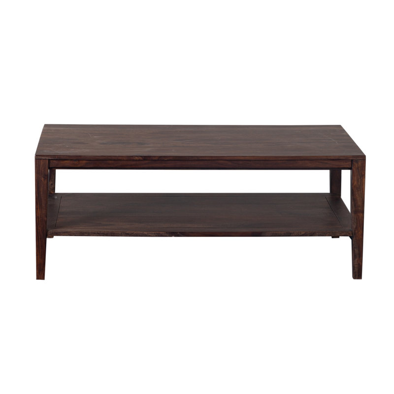 Debbra Solid Wood Single Coffee Table, Dark Natural