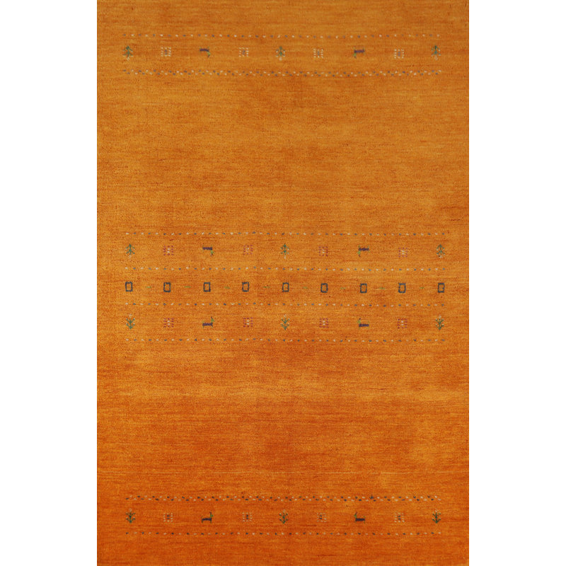 Orange Gabbeh Indian Area Rug