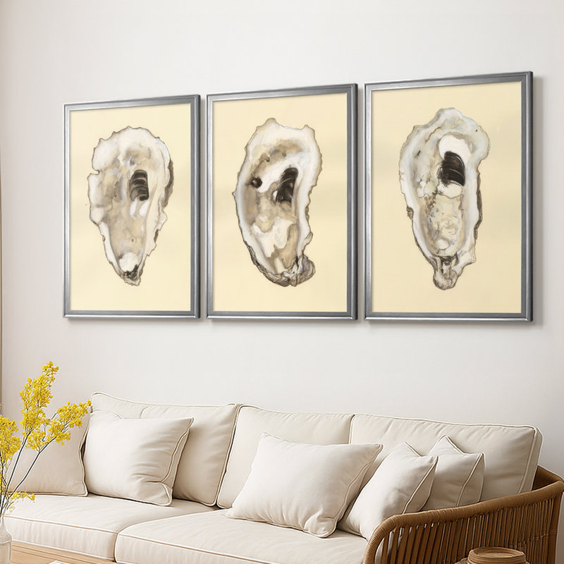 Toile sépia Oysters I, Argent argent, H 21 po x l 30 po