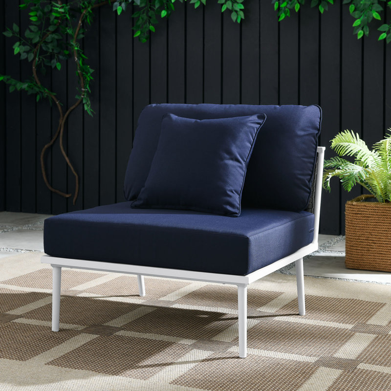 Modway Stance Outdoor Patio Aluminum Armless Chair, Navy Sunbrella®