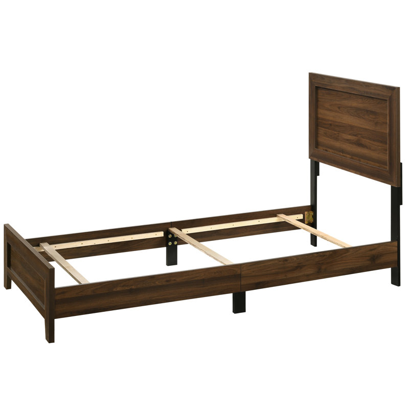 Lit en bois Dhar, cadre de lit avec tête de lit, cadre de lit plateforme, sommier nécessaire, Lit simple, Gris