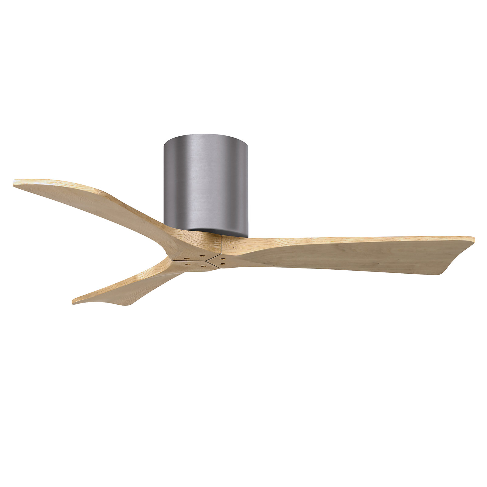 Olivier 3 Blade Ceiling Fan, Brushed Pewter, Light Maple Tone, 42"