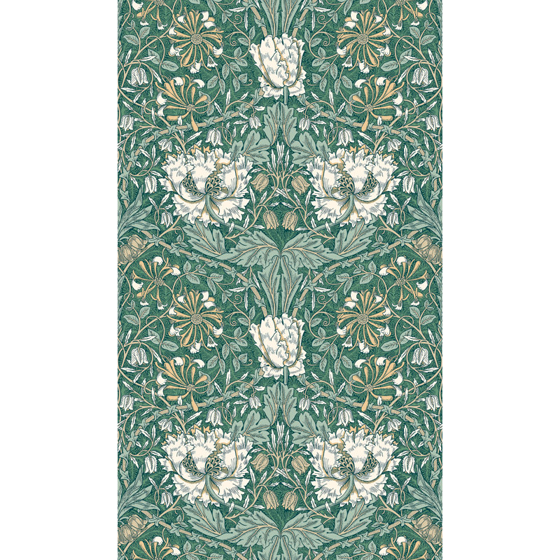 Mamadou Ogee Flora 10.05 m x 53 cm Matte Wallpaper Roll, Green/Tan/Cream