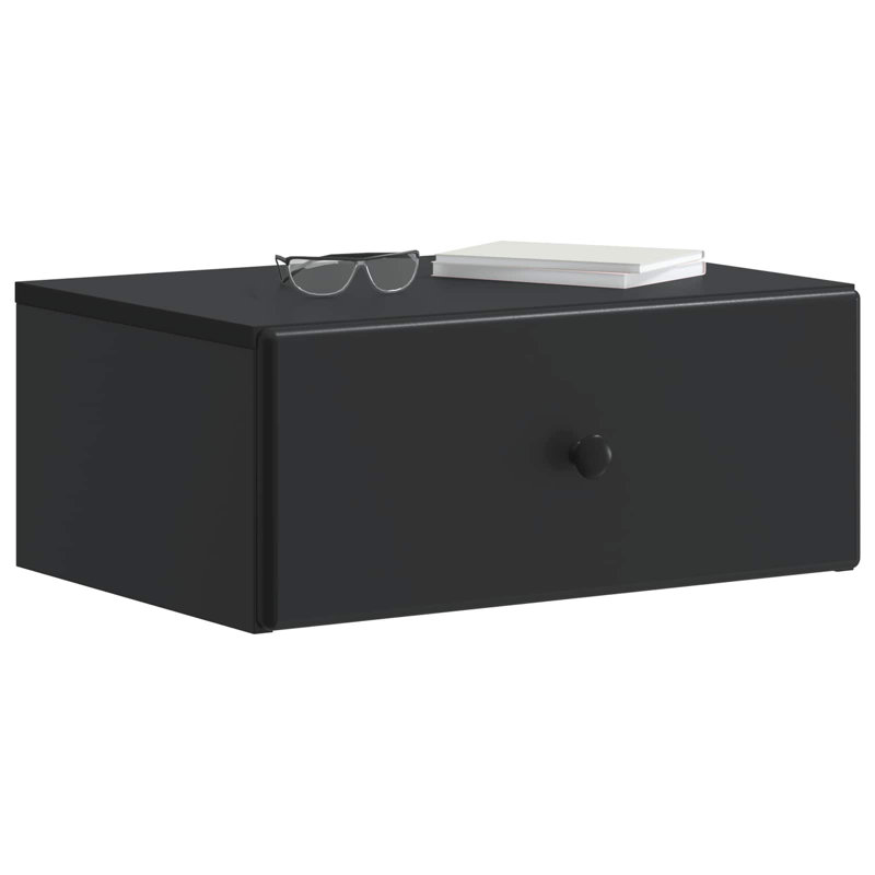 49cm W Manufactured Wood Bedside Table, Black