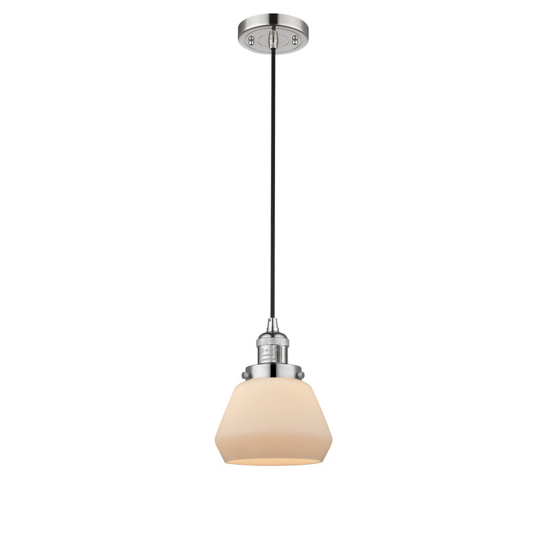 Chill 1 - Light Single Pendant, Polished Nickel, Matte White Cased, 9" x 7" x 7"
