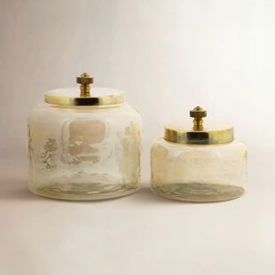 Glass Decorative Jars with Metal Lids Set