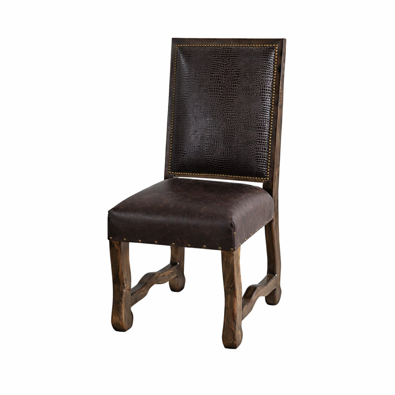 Sierra Croc Embossed Leather Dining Chair, Dark Brown