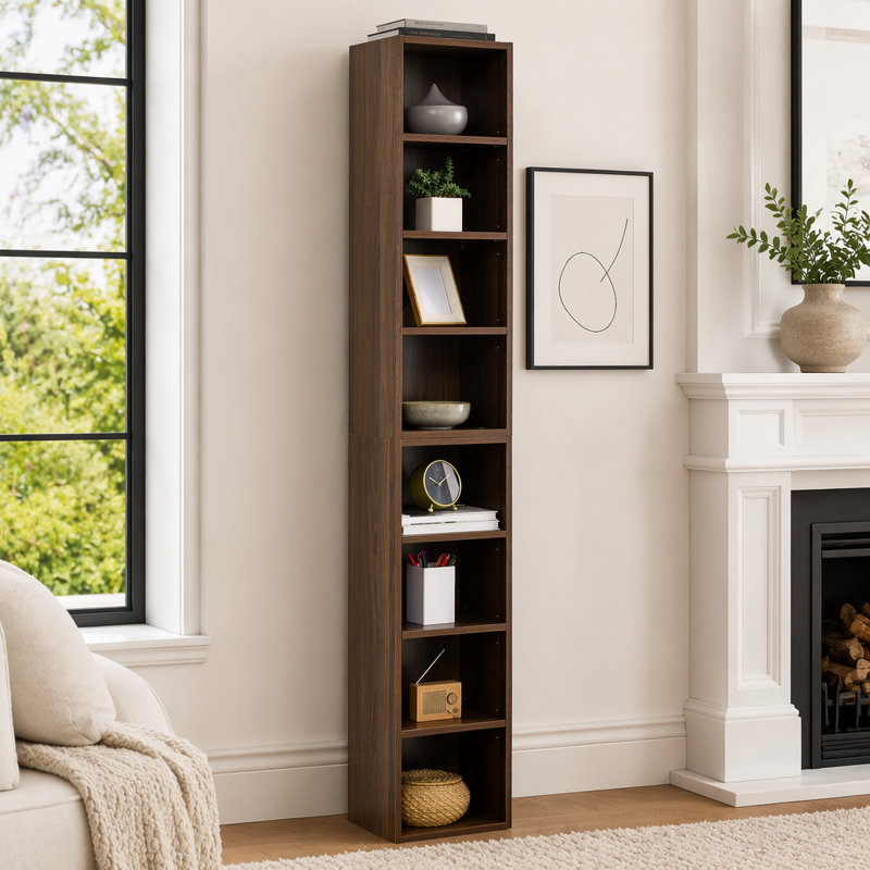 Étagère multimédia à 8 niveaux avec tablettes réglables, armoire de rangement multifonctionnelle à deux étages pour CD, DVD et livres