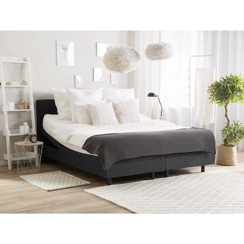 Robards Upholstered Adjustable Bed, Grey, European Kingsize (160 x 200cm)