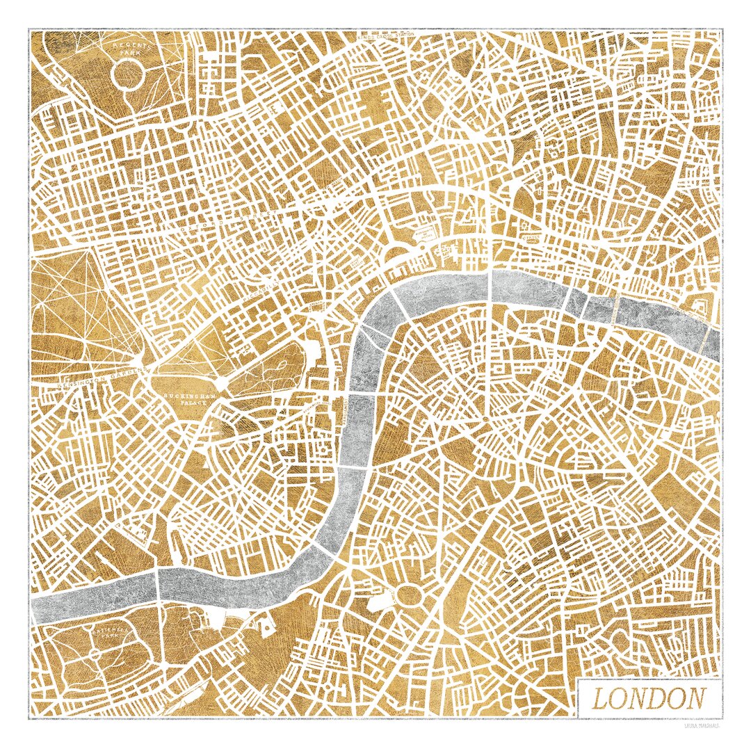 Leinwandbild Gilded London Map von Laura Marshall