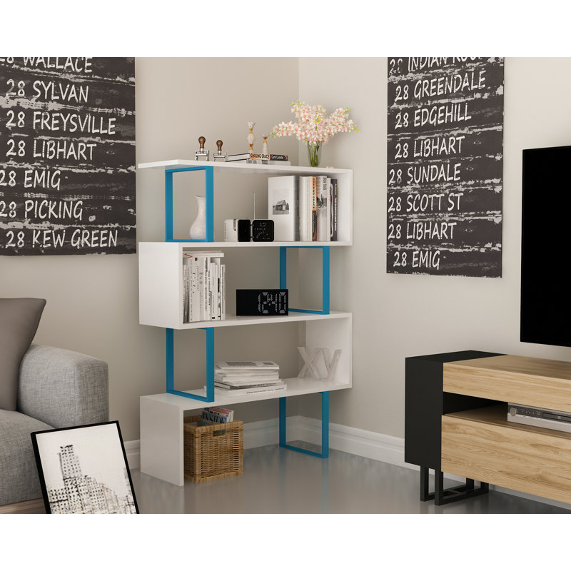 Orm 125cm H x 90cm Standard Bookcase, Blue/White