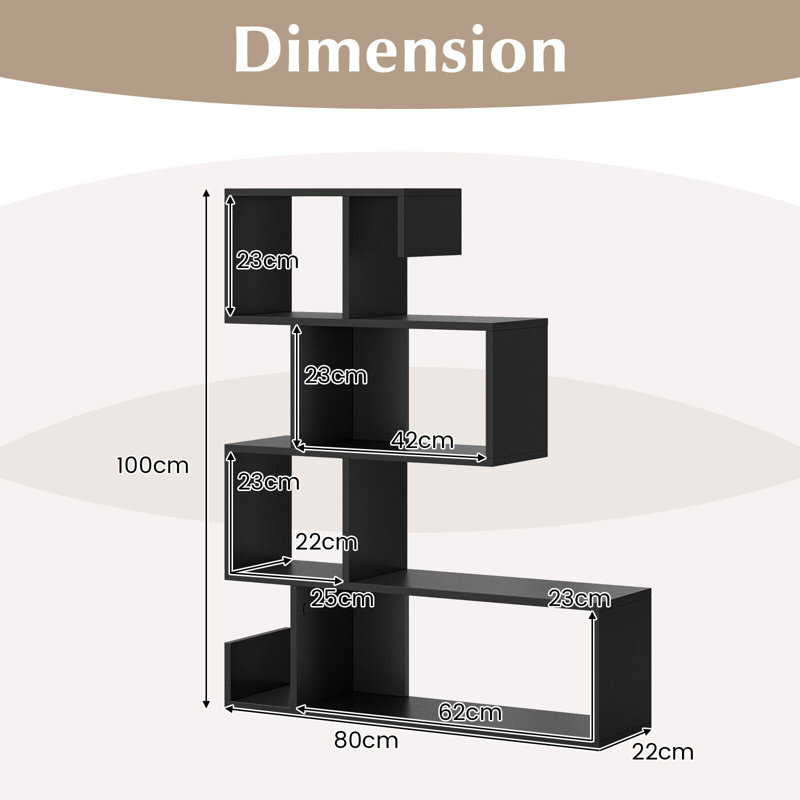 100cm H x 80cm W Step Bookcase, Black