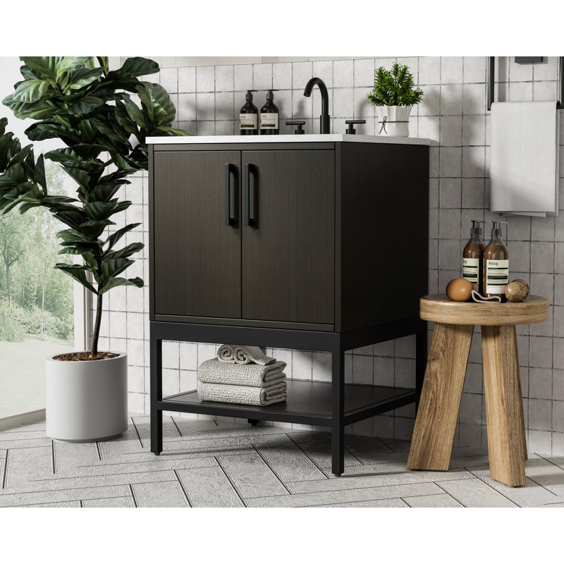 Meuble-lavabo simple 24 po, Brun moka