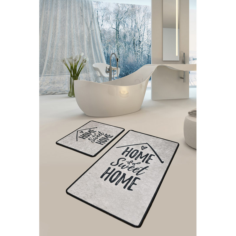 Ensemble de luxueux tapis de bain (2 pièces) - noir et blanc | 100% polyester, antiallergique, anti-poussière et anti-taches | Dessous antidérapant | Dimensions: 19,7 po x 23,6 po et 23,6 po x 39,4 po | Lavable à la machine, 700 g / m² pour un confor