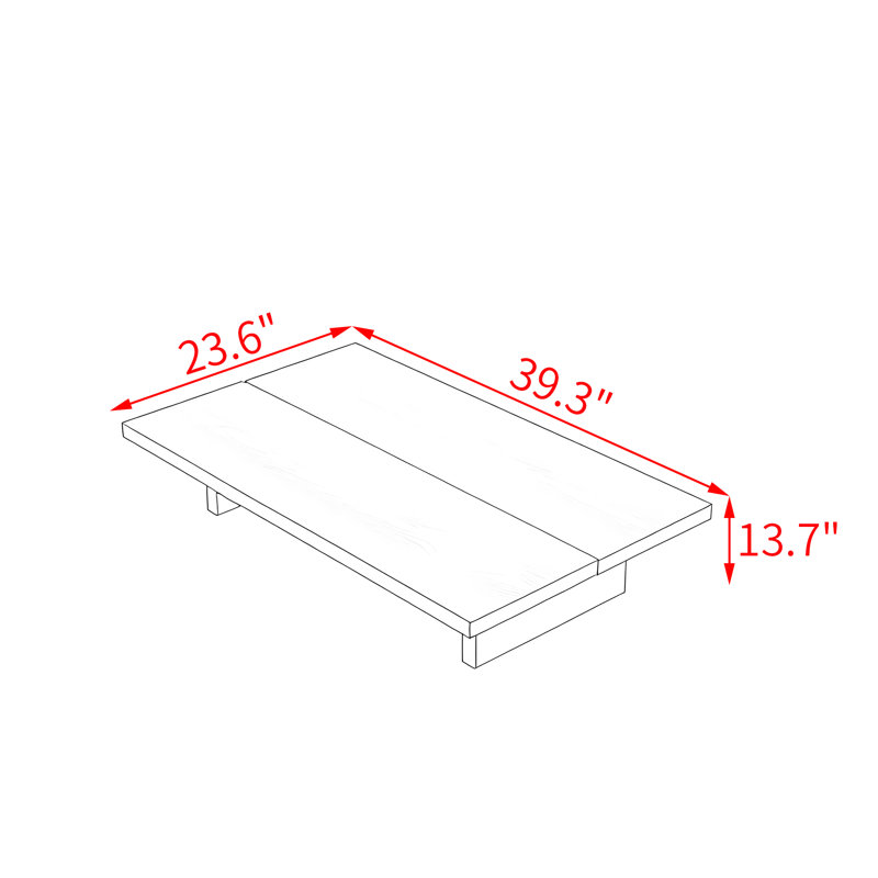 Table basse en bois de style nordique., H 13,7 po x l 39,3 po x P 23,6 po, Bois naturel / Burlywood