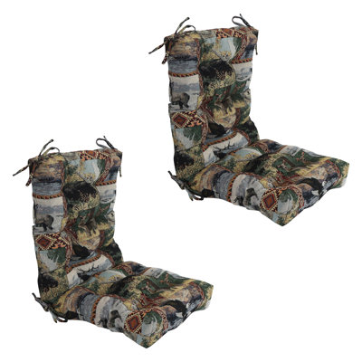 Tapestry Tufted Seat/Back Chair Cushions (Set Of 2)