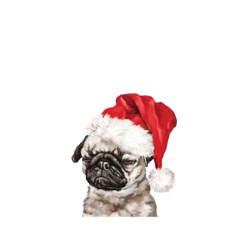 Christmas Meditation Pug 1 Piece Wrapped Canvas Wall Art, 30.48 cm H x 45.72 cm W