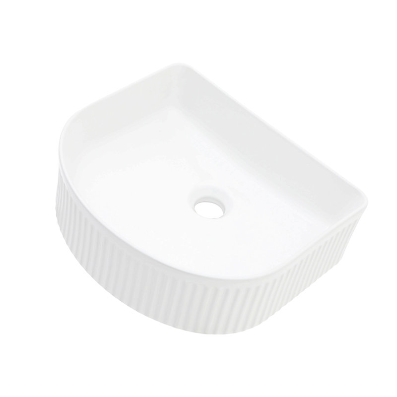 15.69"X13.69" White Ceramic Vessel Bathroom Sink