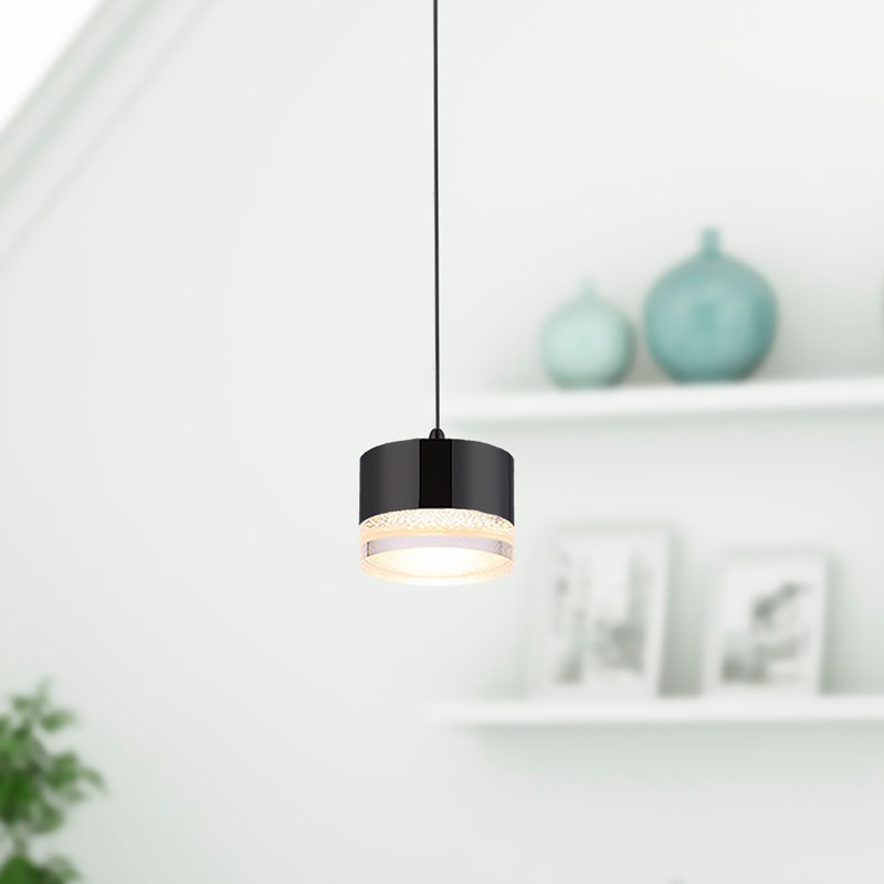 Luminaire suspendu cylindrique à 1 lumière Barnsdall, Noir mat