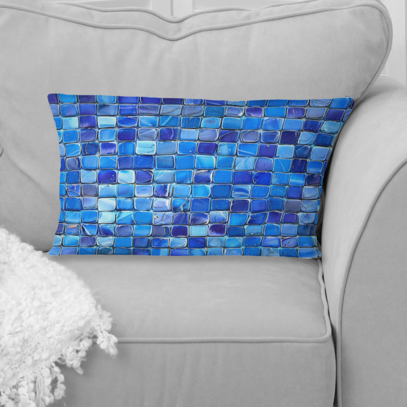 Carreaux de mosaïque bleu moderne IV - coussin lombaire moderne