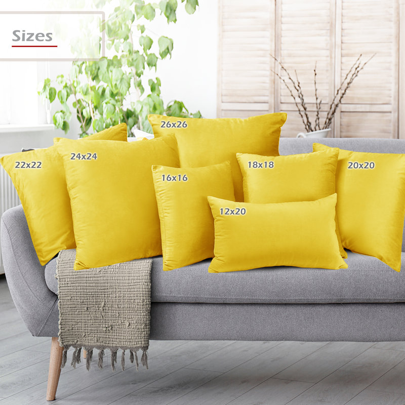 Housse de coussin en velours , Jaune