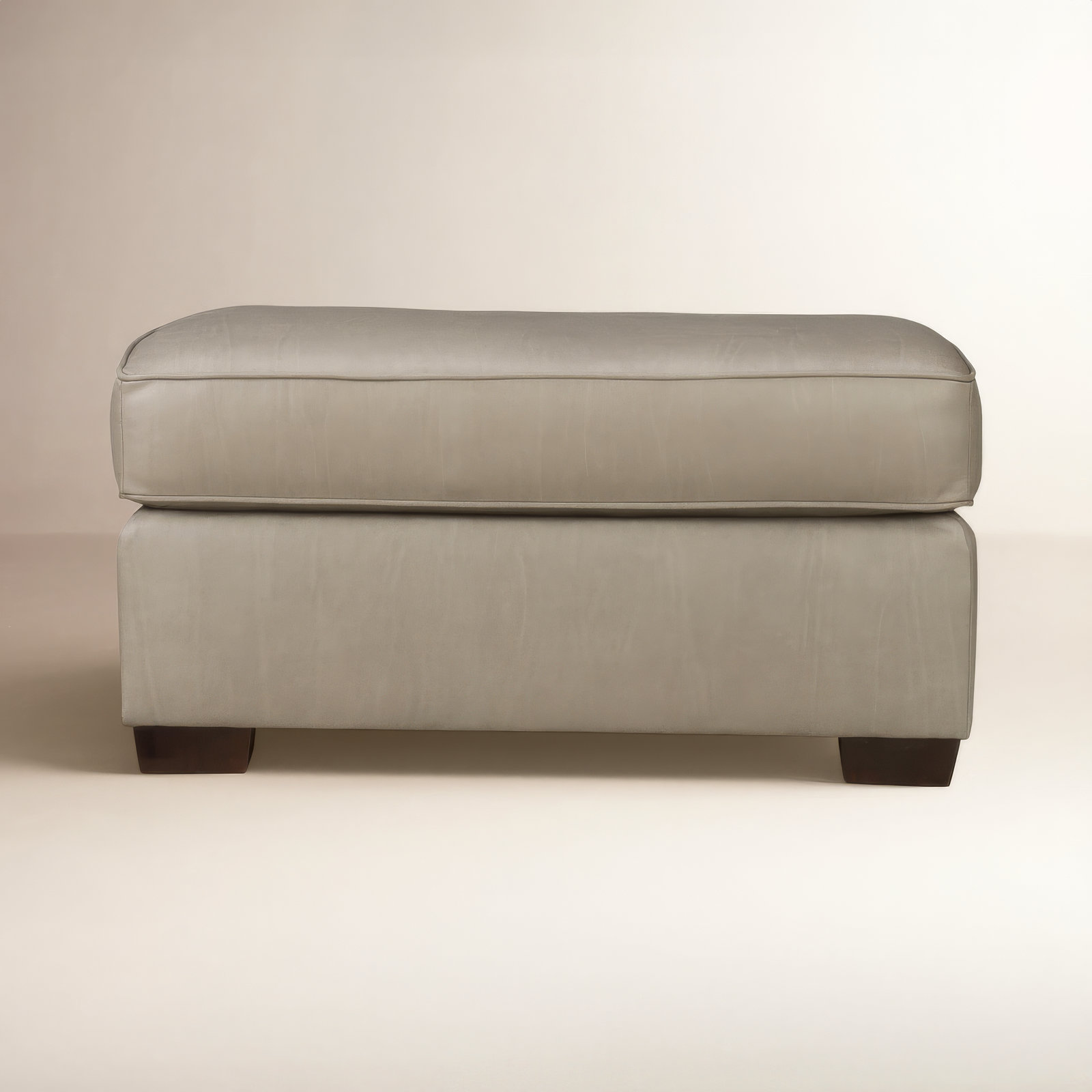 Mishal 34" Ottoman, Nantucket Stone Genuine Leather