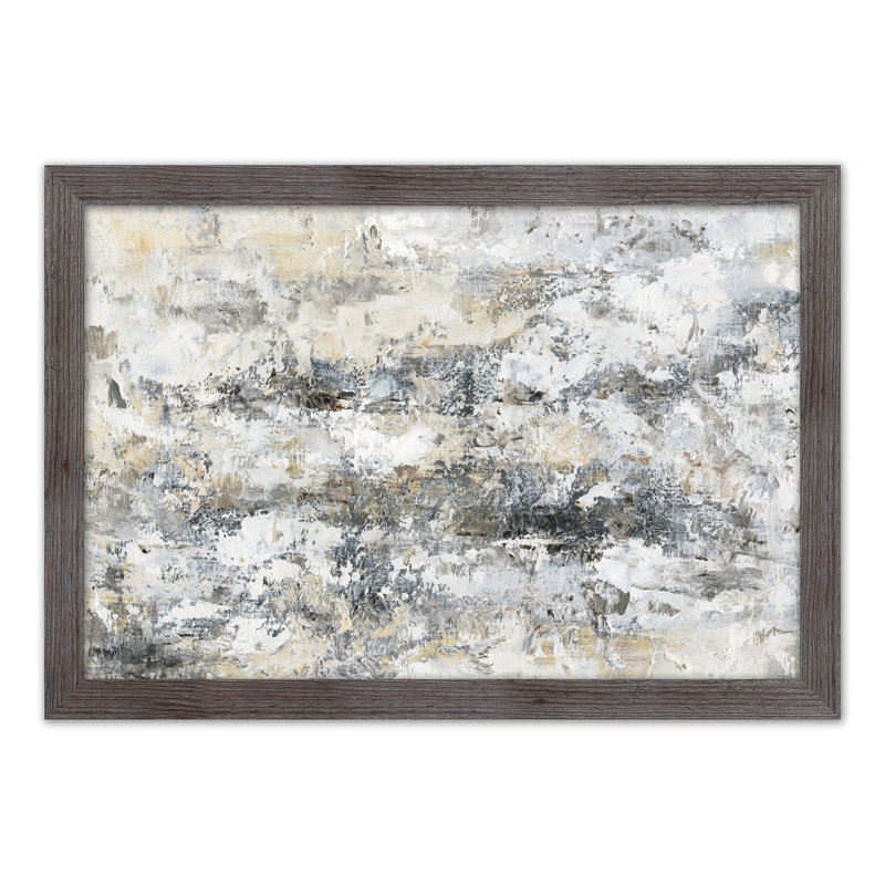 Abstrait neutre taché - peinture, H 24 po x l 36 po x P 0,75 po, Cadre photo gris en acrylique