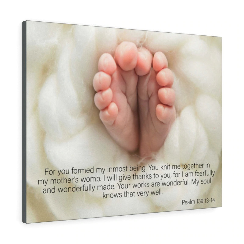 Fearfully And Wonderfully Made Psalm 139:13-14 - Wrapped Canvas Print, 30cm H x 41cm W