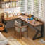 Bureau en bois de noyer en forme de L 62,99 po-108840421-108840422