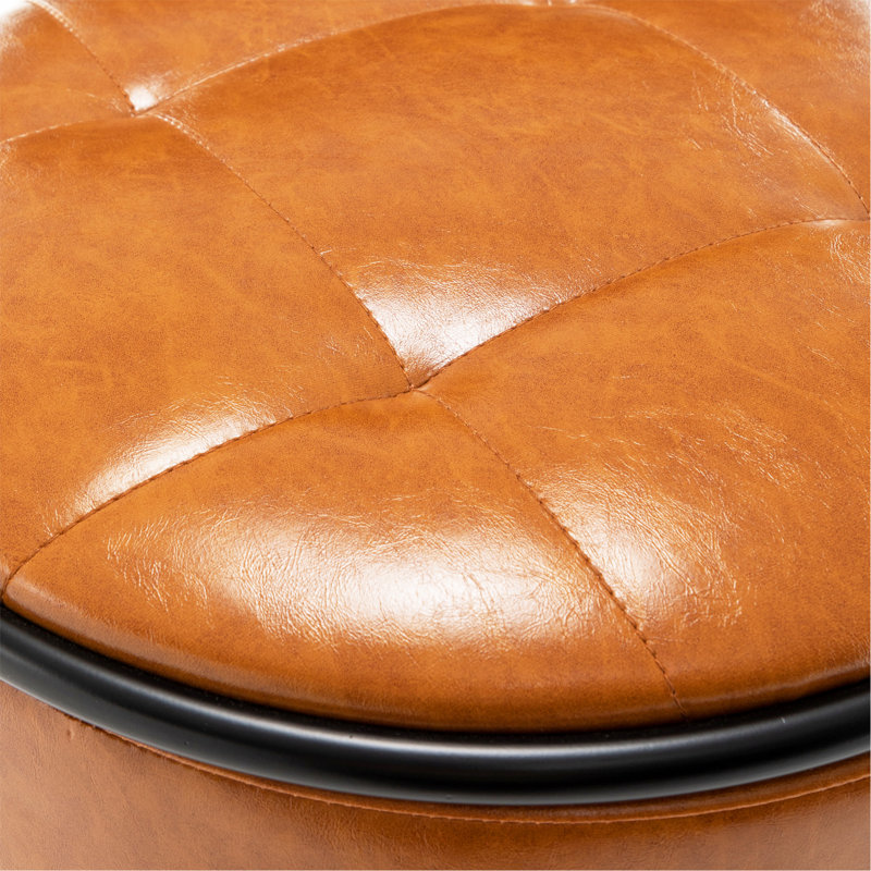 Round Storage Bar Stool Set Of 2, Brown