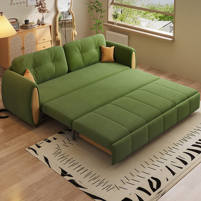 Canapé-lit pliable moderne à double usage en molleton vert olive, 31.5"H*53.54"W*31.5"D