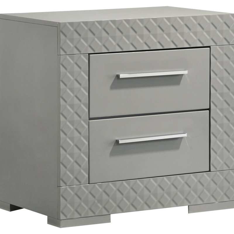Table de chevet 2 tiroirs Pierce Gray