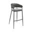 Tabouret de bar 30 po Zaren avec structure en métal noir, siège en tissu gris et dossier en similicuir