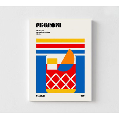 Negroni Cocktail Art Print, Colorful Modern Bar Decor