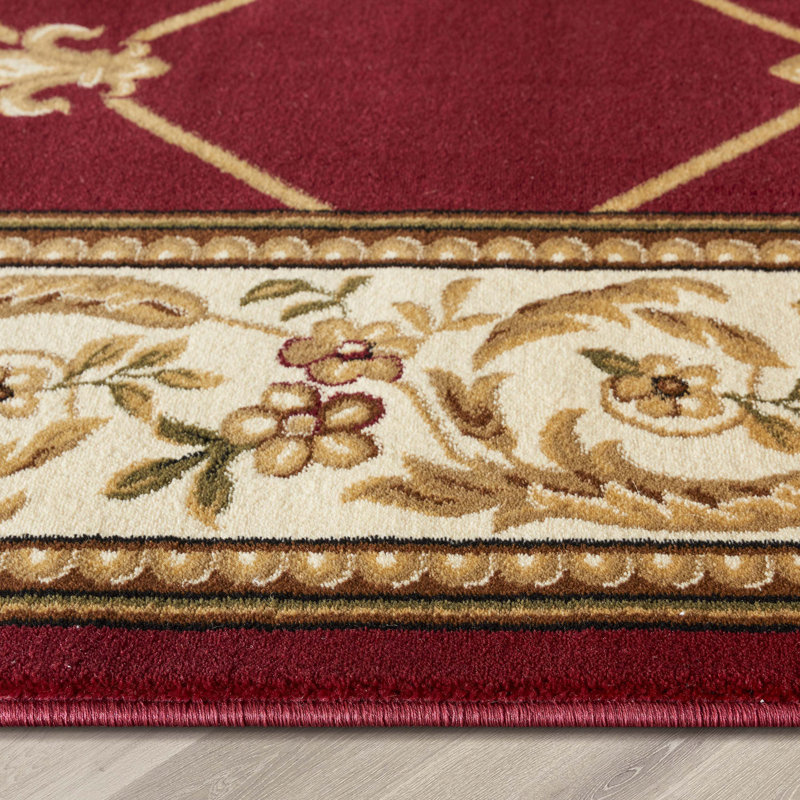 Colindale Fleur De Lis Red Formal Rug, Rectangle 3'11" x 5'3"