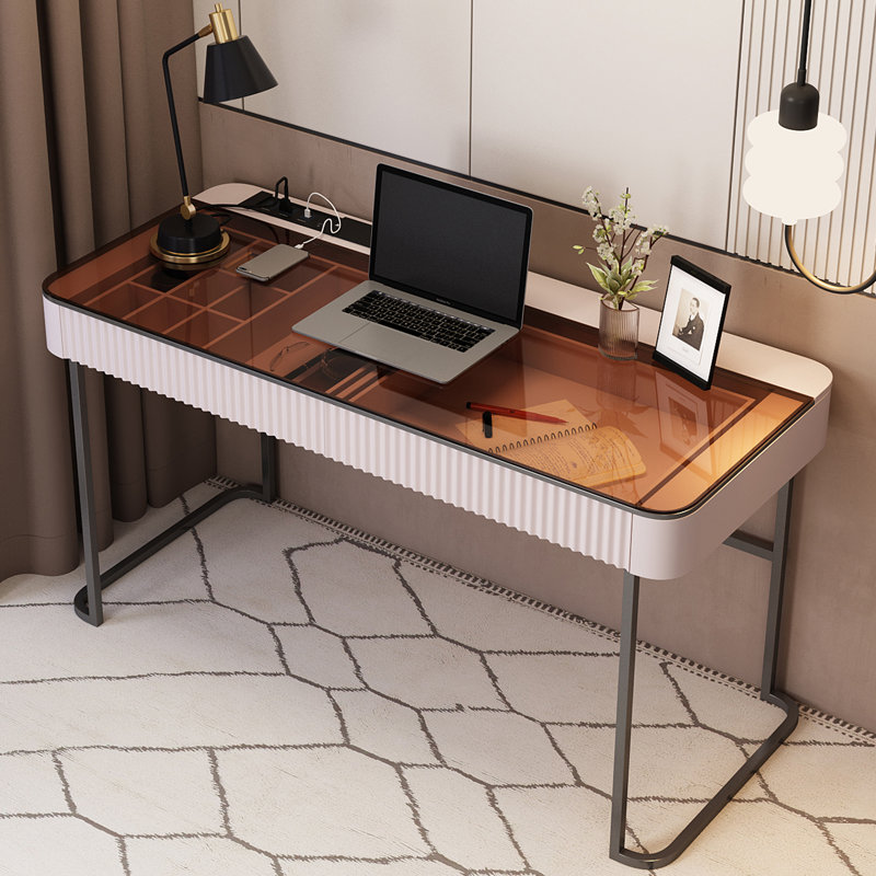 Winningham Rectangle Writing Desk, Beige/Black, 29.5" H x 50" W x 23" D