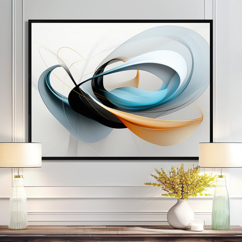 Minimal Streams Turquoise Gold - Abstract Modern Waves, décoration murale, H 12 po x l 20 po x P 1 po