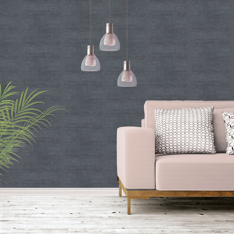 Nostalgie Concrete Design Wallpaper Roll, Dark Gray