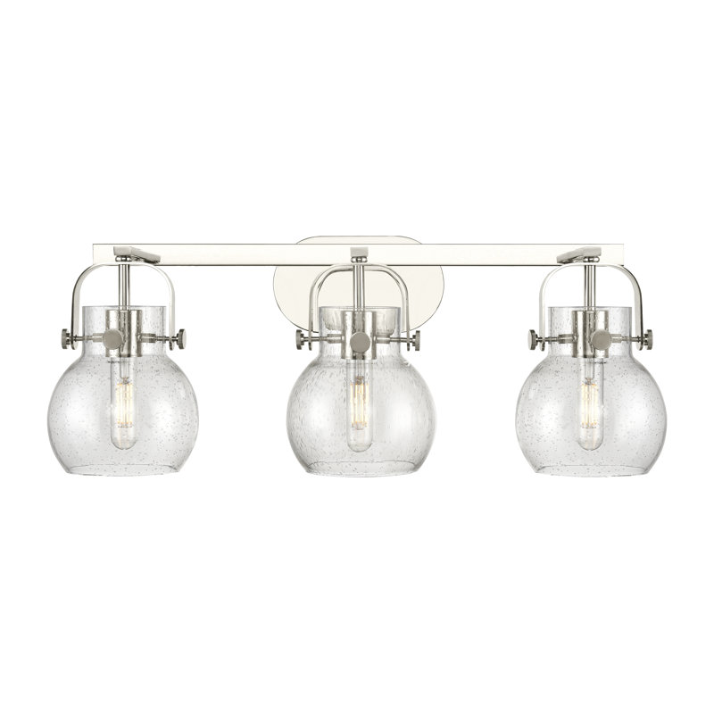 Éclairage pour meuble-lavabo mural 3 lumières 6 po Skerry, Bullé, Nickel poli