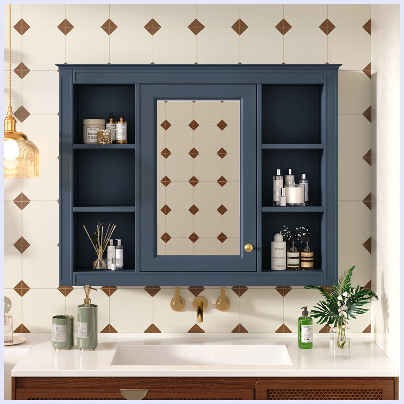 Armoire d'appoint Retha, Marine, H 27,63 po x l 35,03 po x P 7,32 po