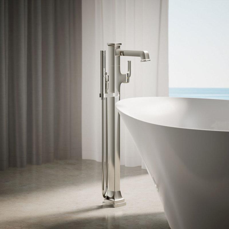 Riff Floor-Mount Bath Filler Trim, Vibrant Polished Nickel