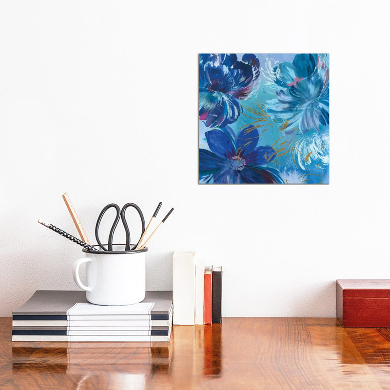 Midnight Floral I by Asia Jensen - Wrapped Canvas Painting, 30.48 cm H x 30.48 cm W x 1.91 cm D